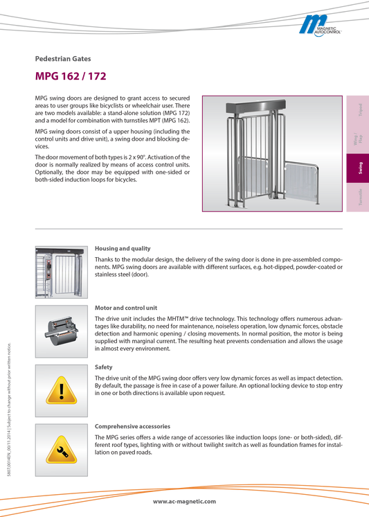 Mpg-162 Swing Gate - Pedestrian Turnstilies