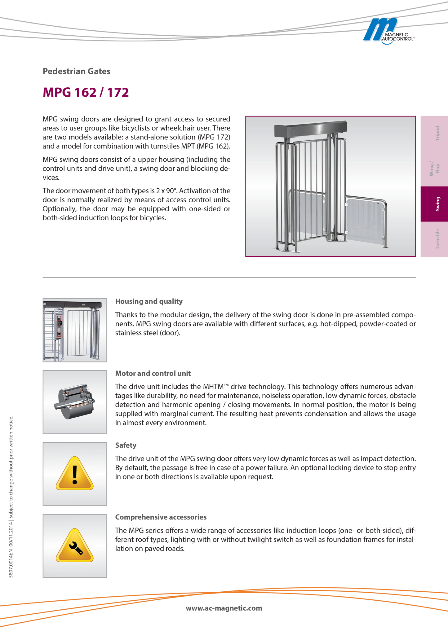 Mpg-162 Swing Gate - Pedestrian Turnstilies